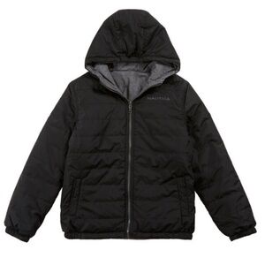 (M-10/12)- Nautica BOY'S REVERSIBLE BUBBLE JACKET Gray/Black